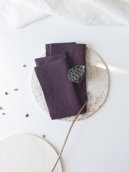 Plum Linen Napkins Set Of 2 Mitered Corners