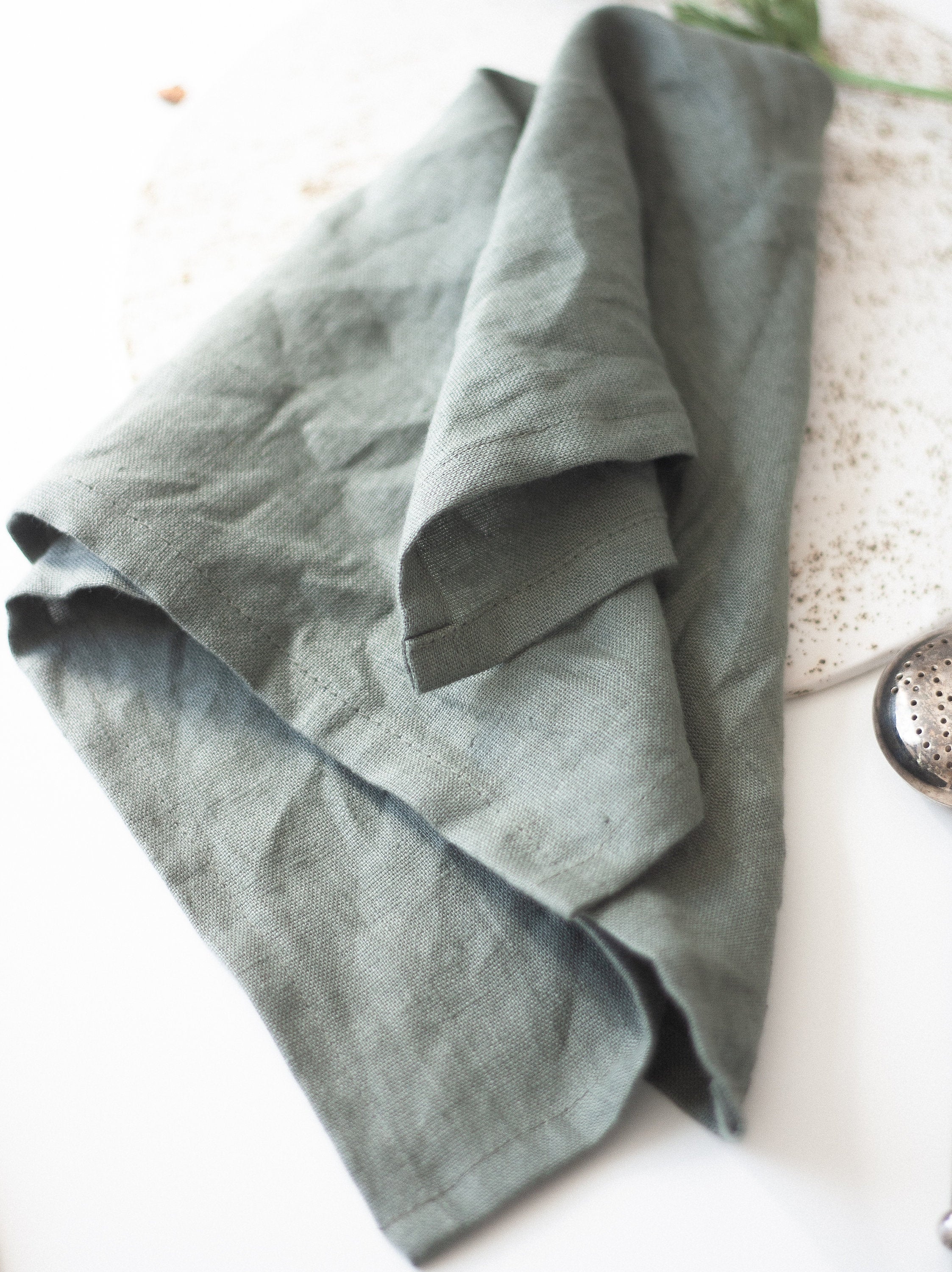 Safari Green Linen Napkins Set Of 2