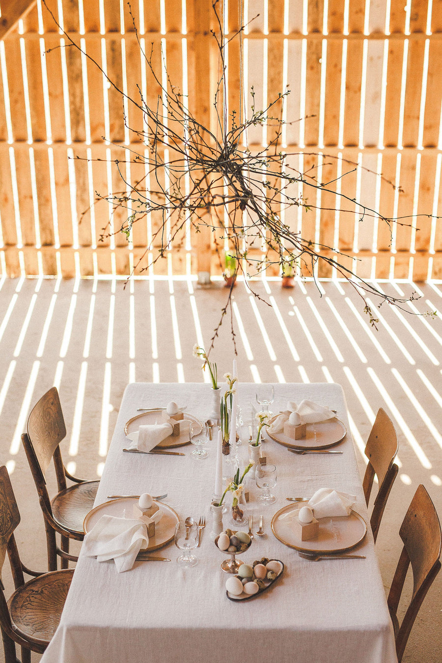 White Large Linen Tablecloth