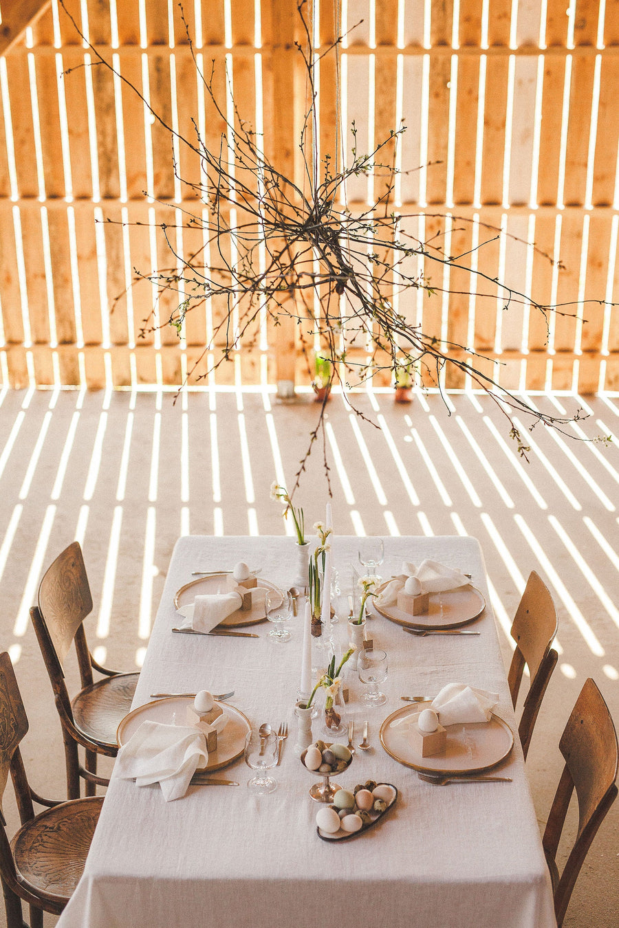 Large Linen Tablecloth Off White