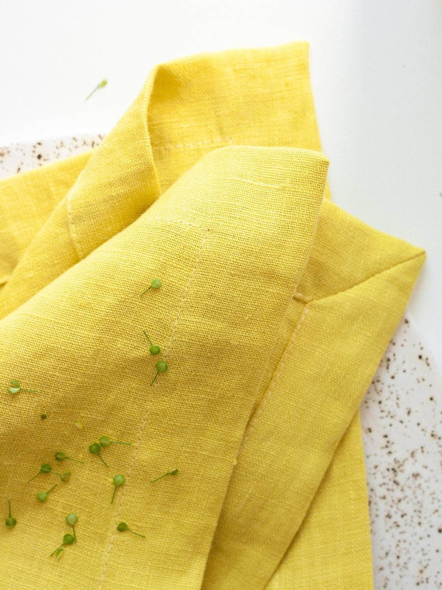 Chartreuse Yellow Linen Napkins Set Of 2 Mitered Corners