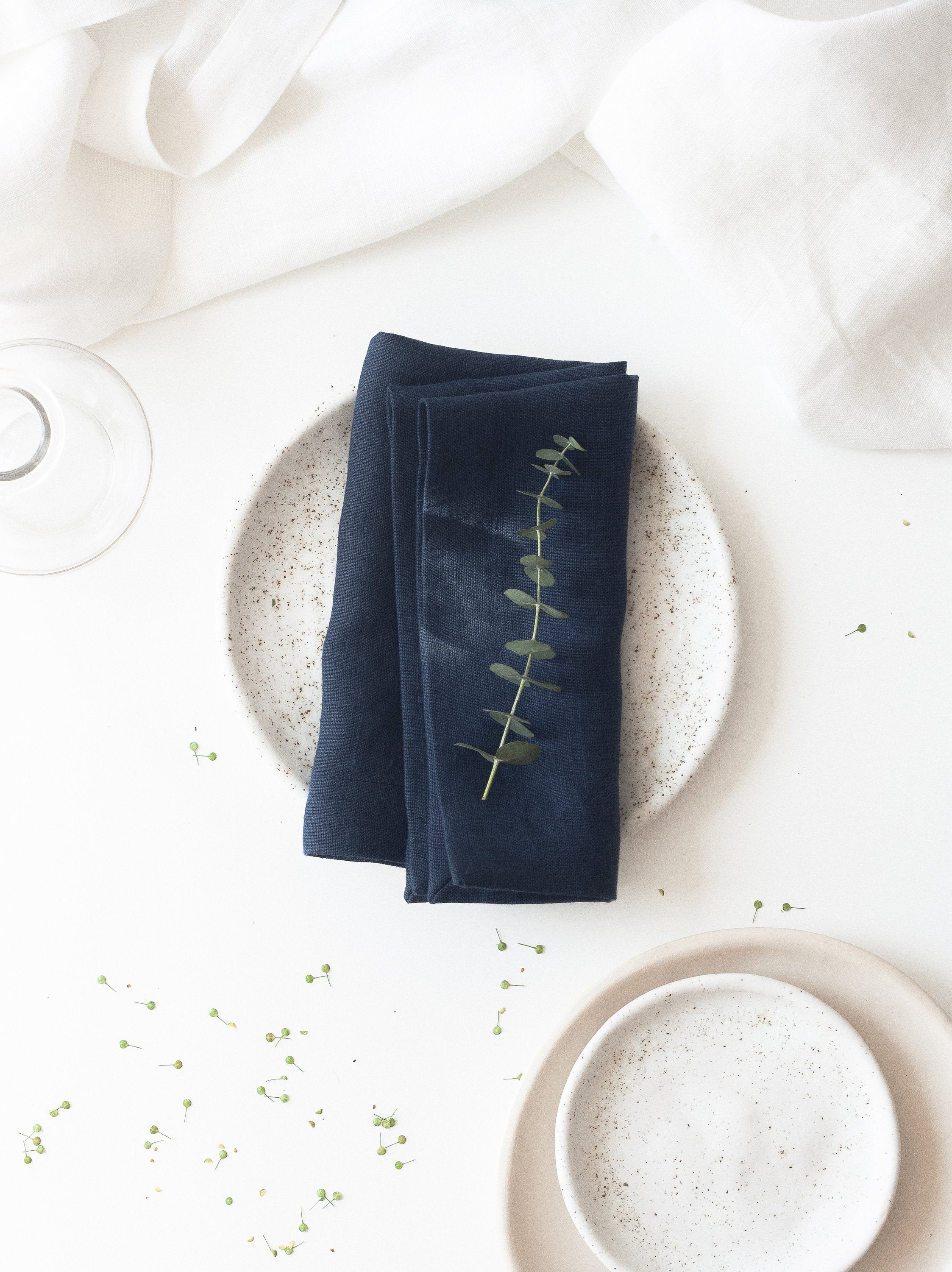 Steel Blue Linen Napkins Set Of 2 Mitered Corners