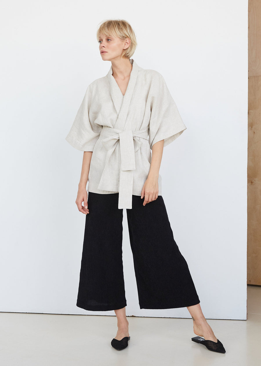 Natural Light Linen Kimono Jacket