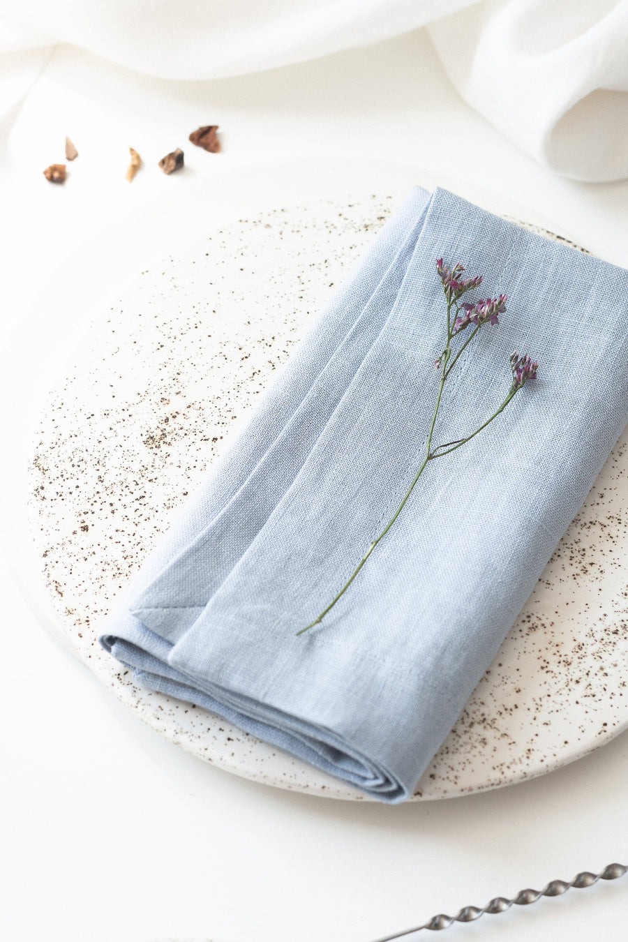 Ice Blue Linen Napkins Set Of 2 Mitered Corners