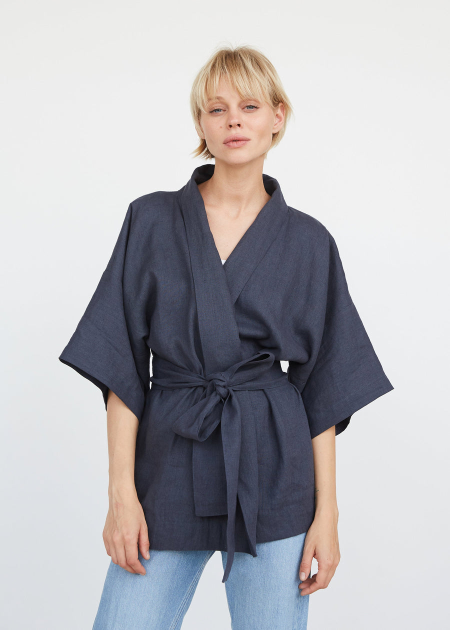 Natural Light Linen Kimono Jacket