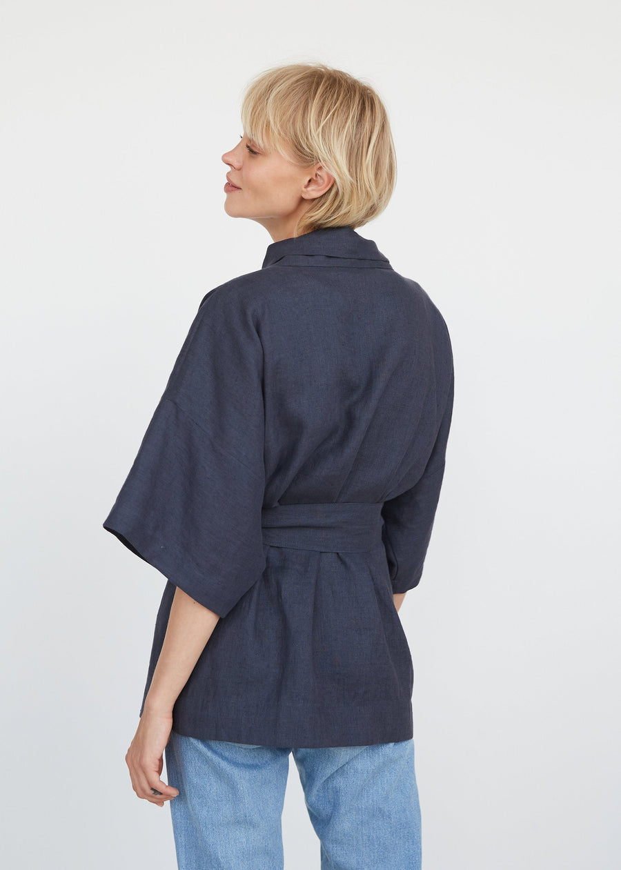 Natural Light Linen Kimono Jacket