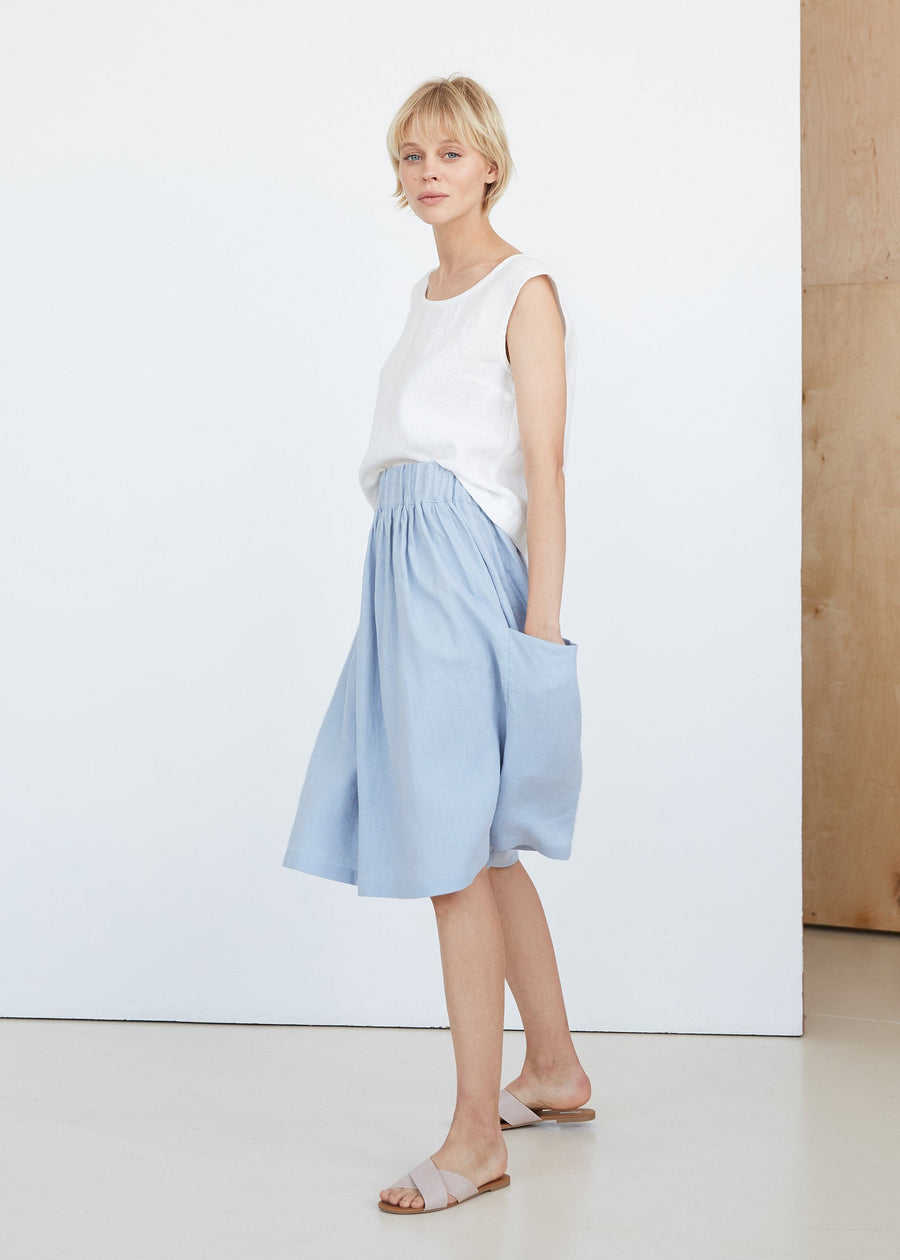 Ice Blue Linen Skirt