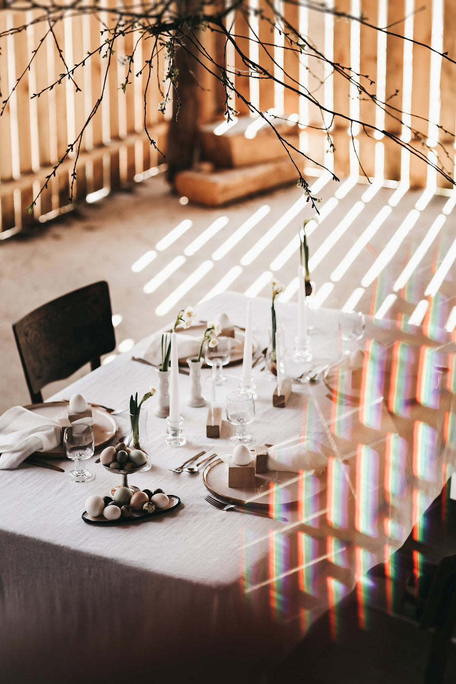 Natural Light Large Linen Tablecloth