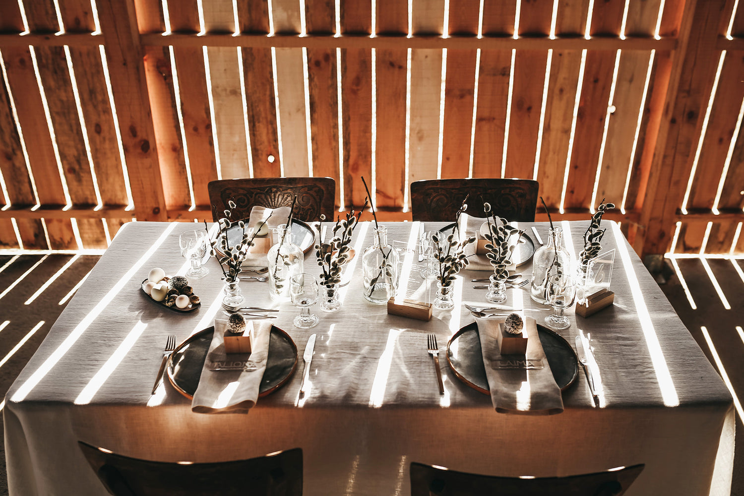 White Large Linen Tablecloth