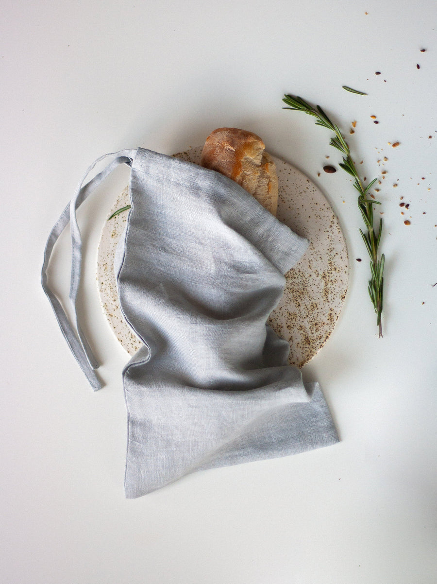 Cloud Gray Linen Bread Bags Set Of 2