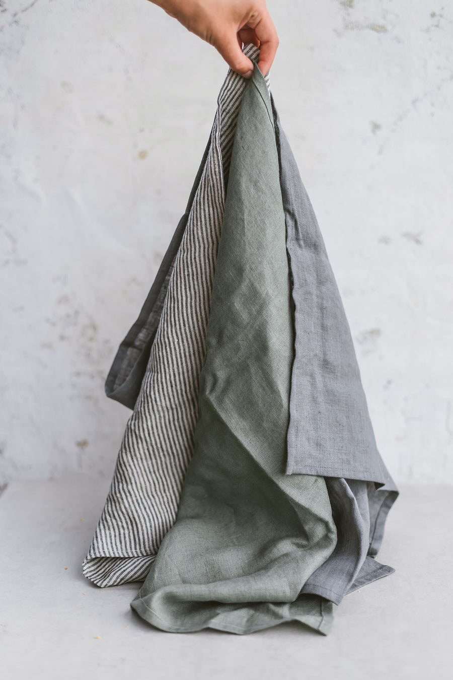 Striped Black Linen Tea Towels Set Of 2