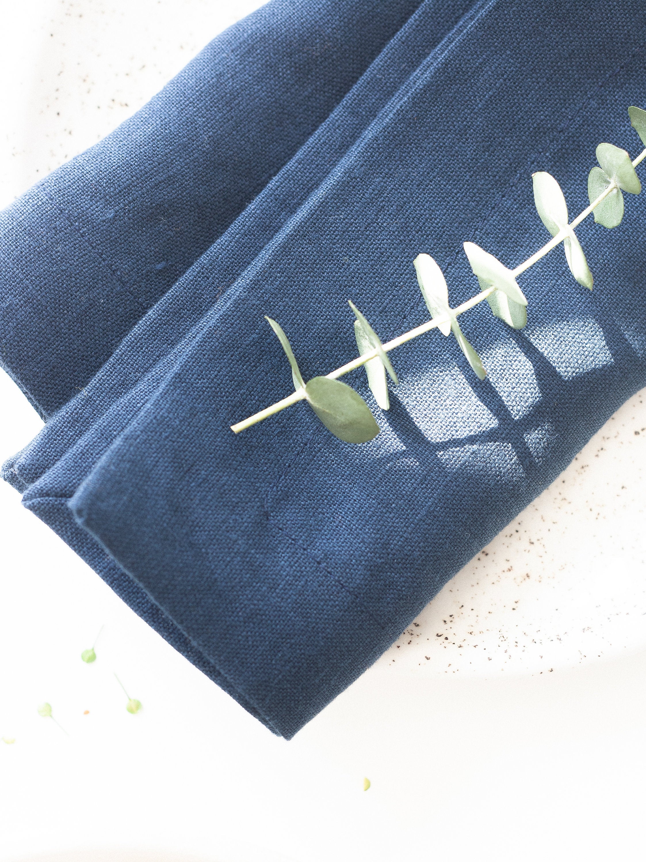 Steel Blue Linen Napkins Set Of 2 Mitered Corners