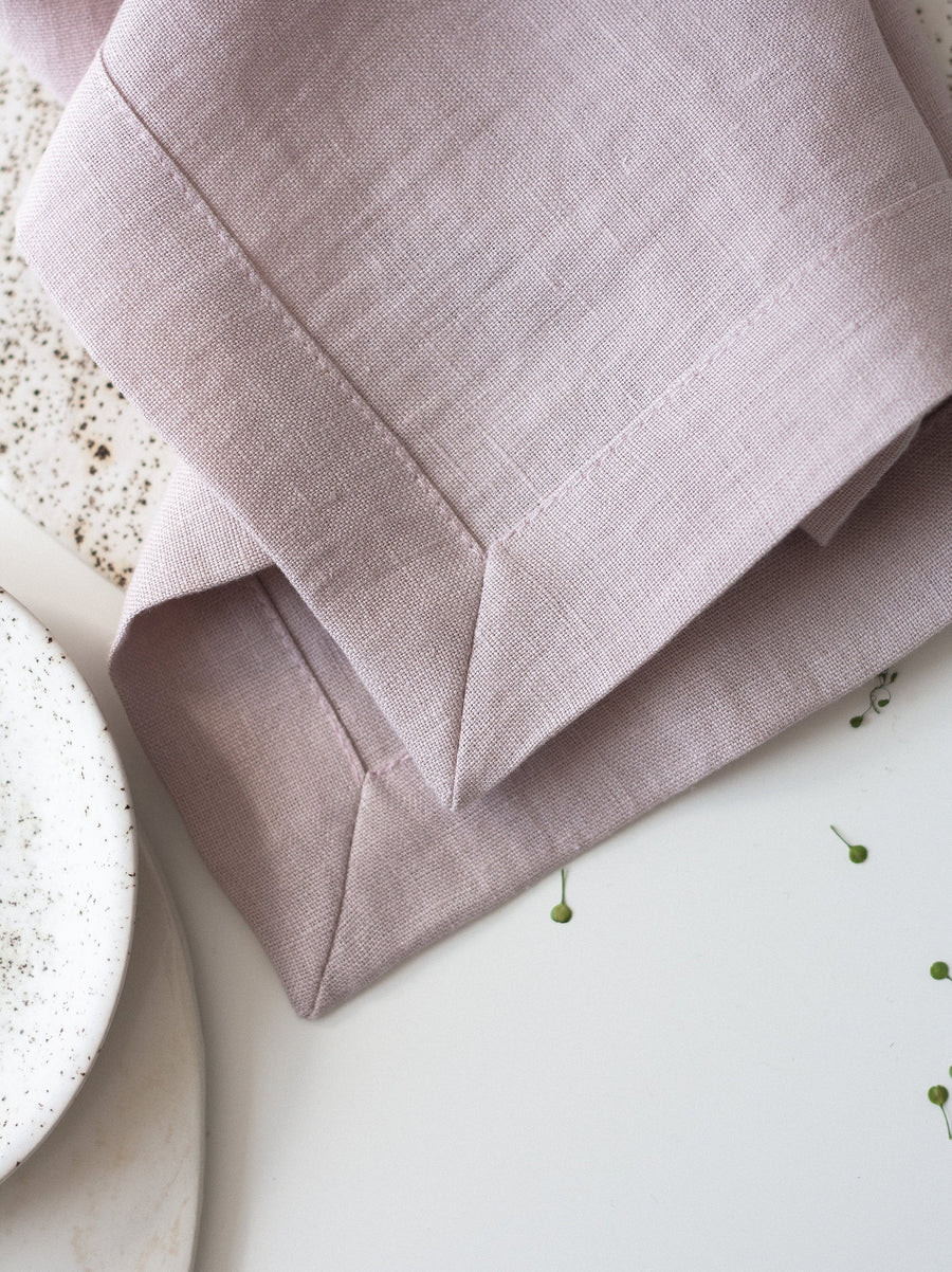 Pastel Pink Linen Napkins Set Of 2 Mitered Corners