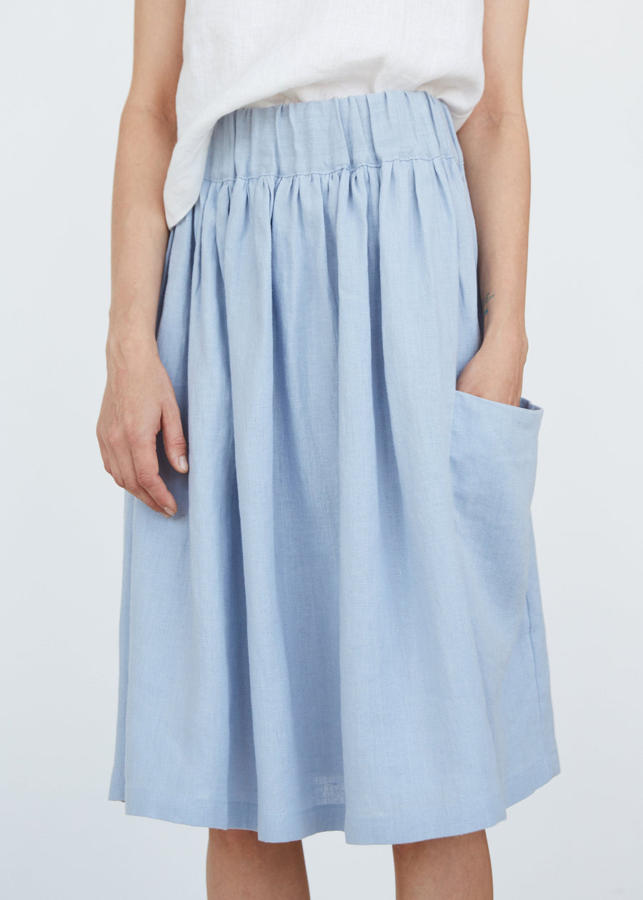 Ice Blue Linen Skirt