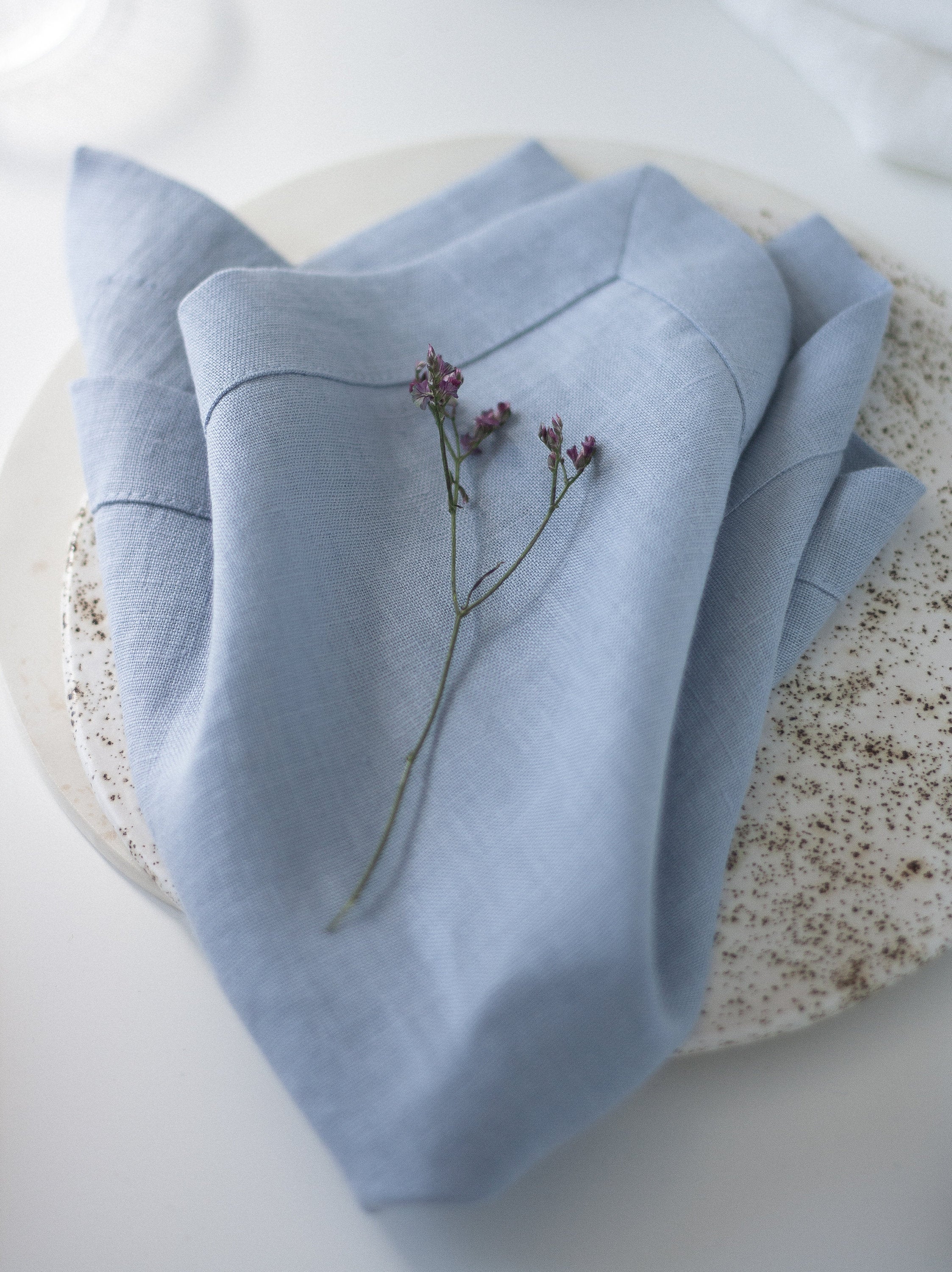 Ice Blue Large Linen Napkins Set Of 2