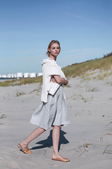 Cloud Gray Linen Skirt