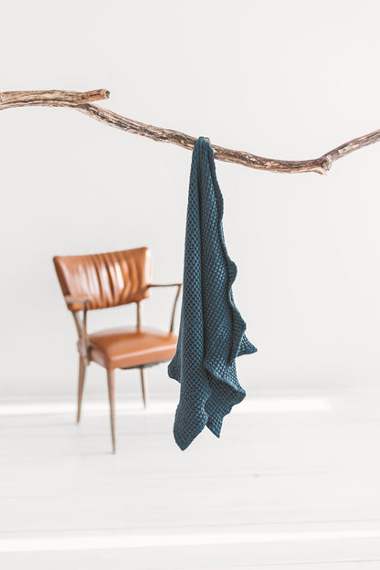 White Linen Waffle Bath Towel