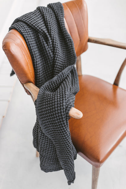 White Linen Waffle Bath Towel