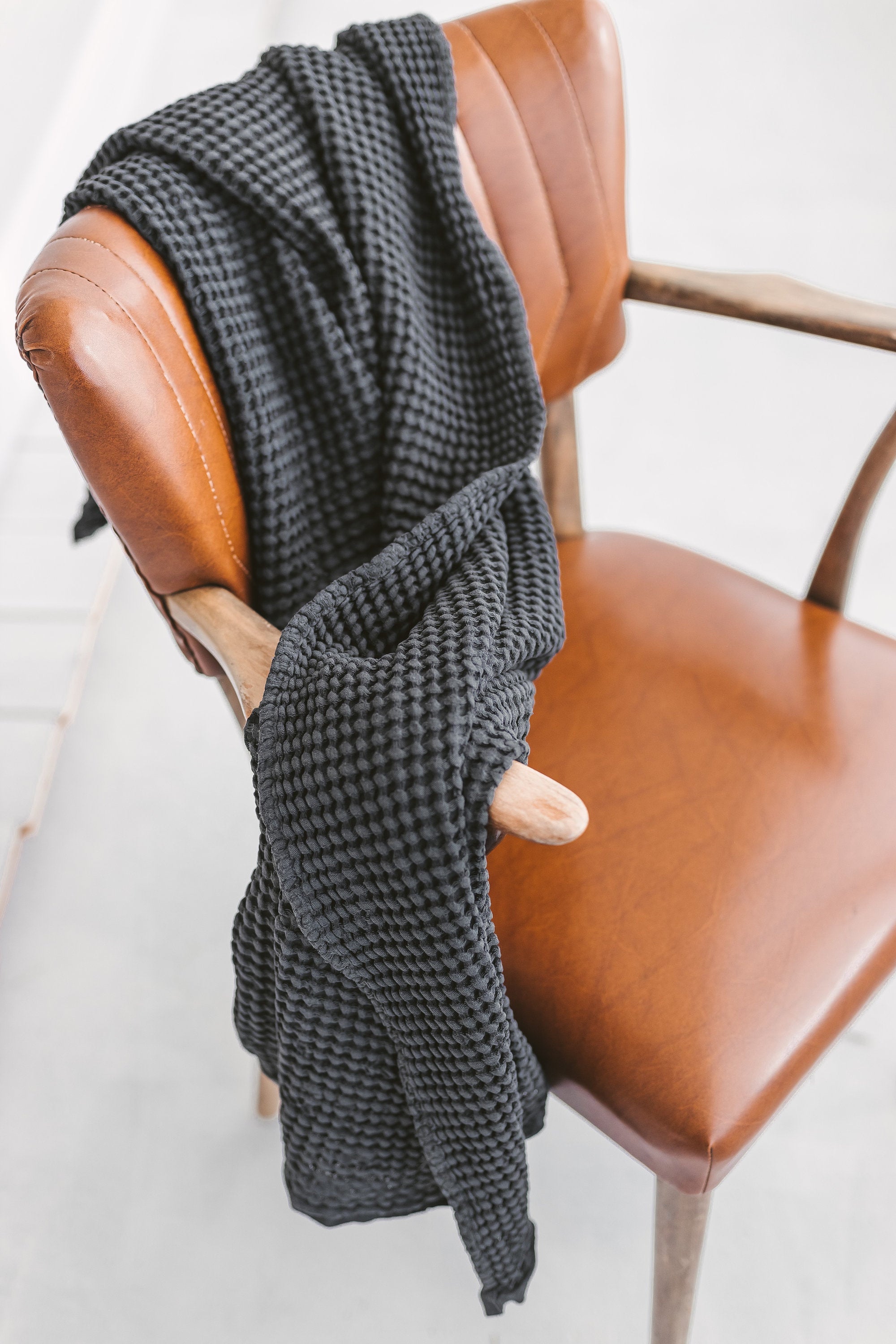 Beige Linen Waffle Bath Towel