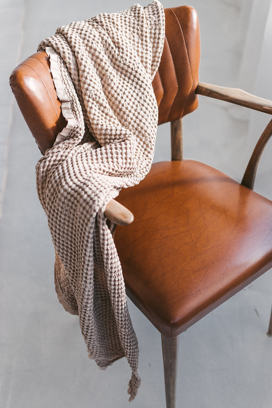 Light Blue Linen Waffle Bath Towel