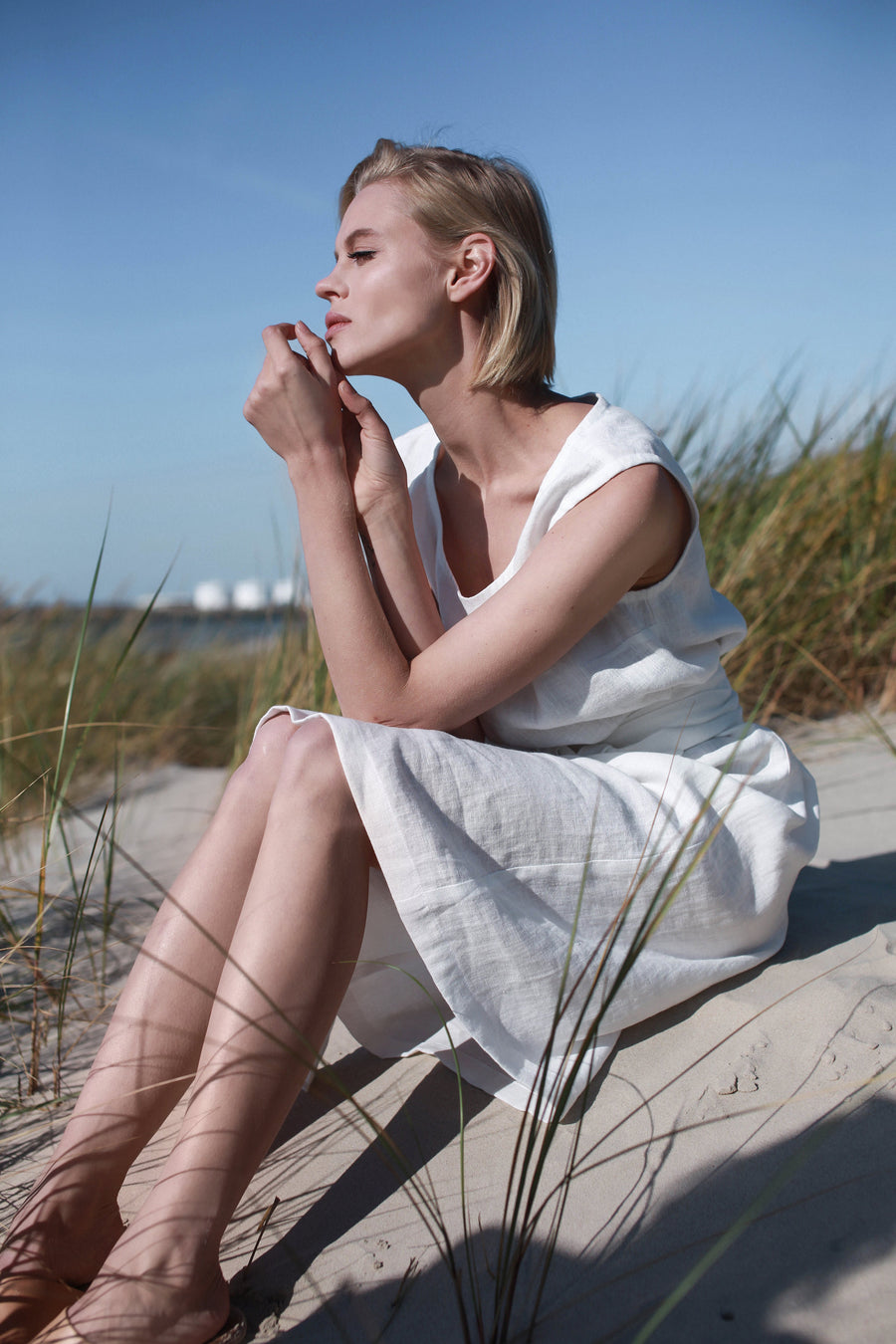 Cloud Grey Linen Dress