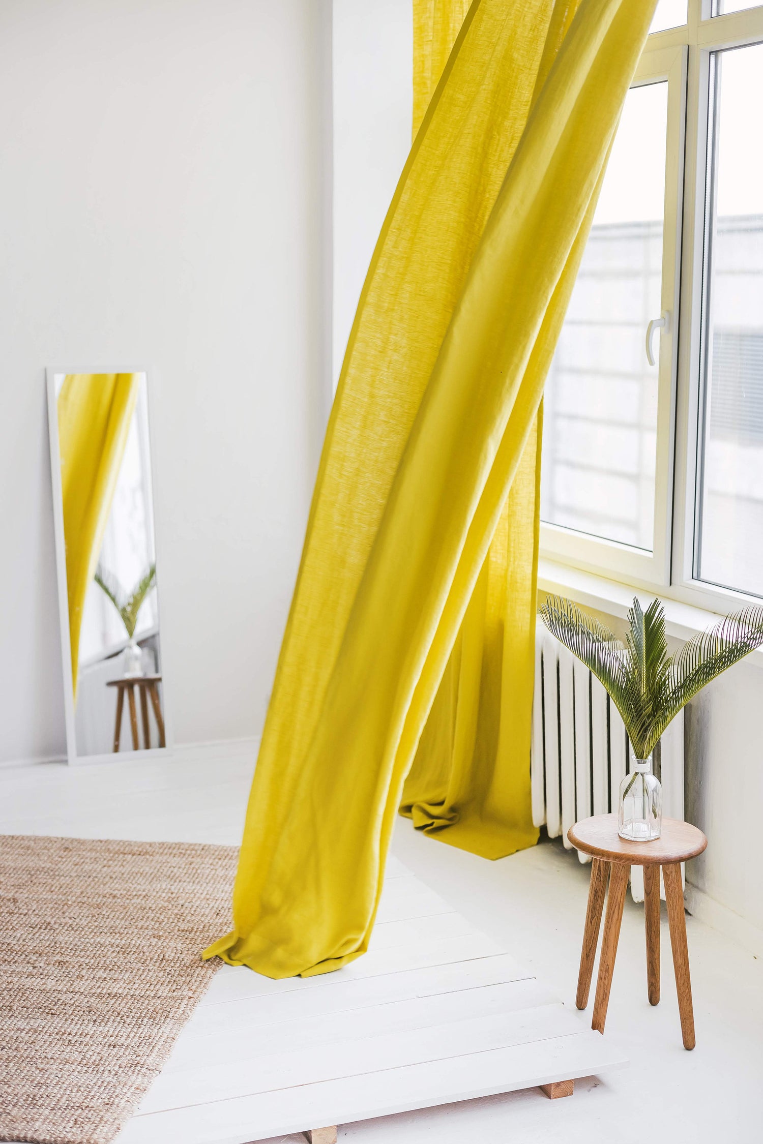 Chartreuse Yellow Linen Curtain