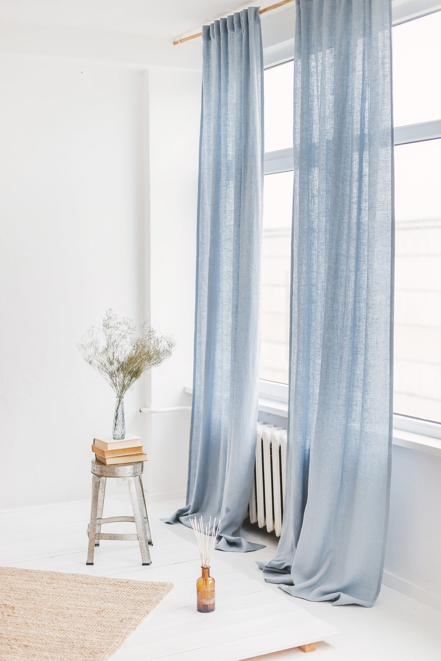 Dark Teal Linen Curtain
