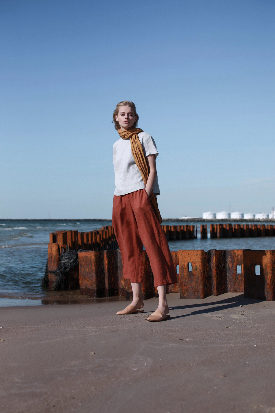 Rusty Linen Culottes