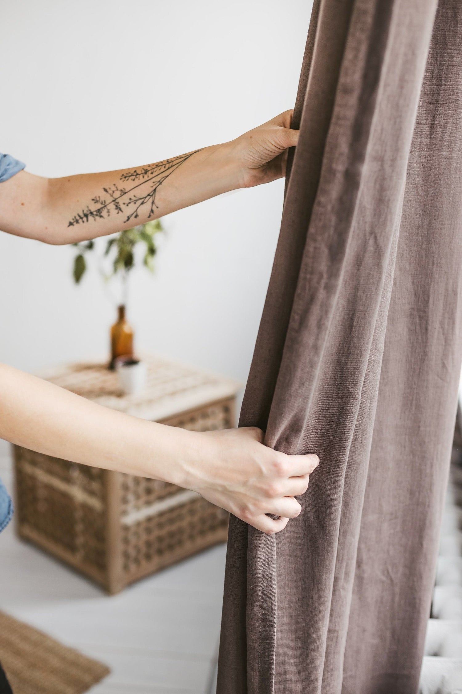 Walnut Brown Linen Curtain