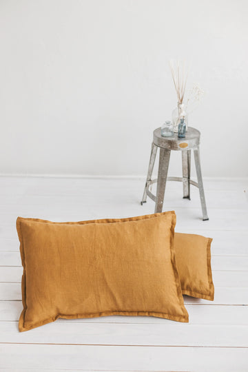 Amber Flanged Linen Pillow Case