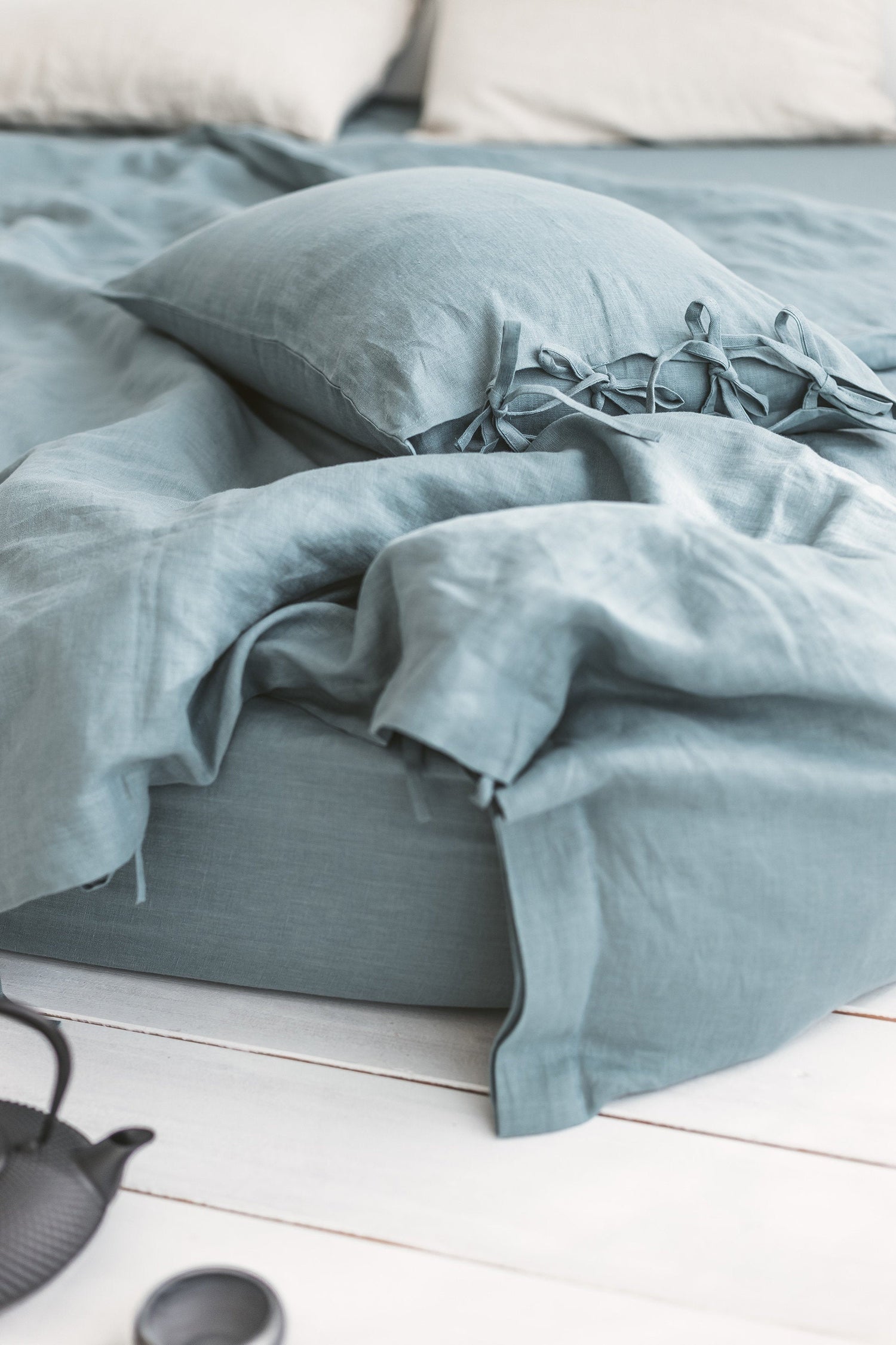 Rusty Linen Pillow Case With Ties