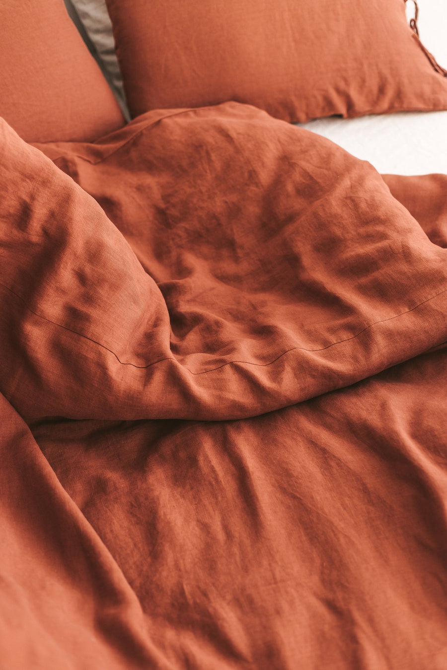 Set Of Dusty Aqua Linen Duvet Cover And 2 Pillow Cases