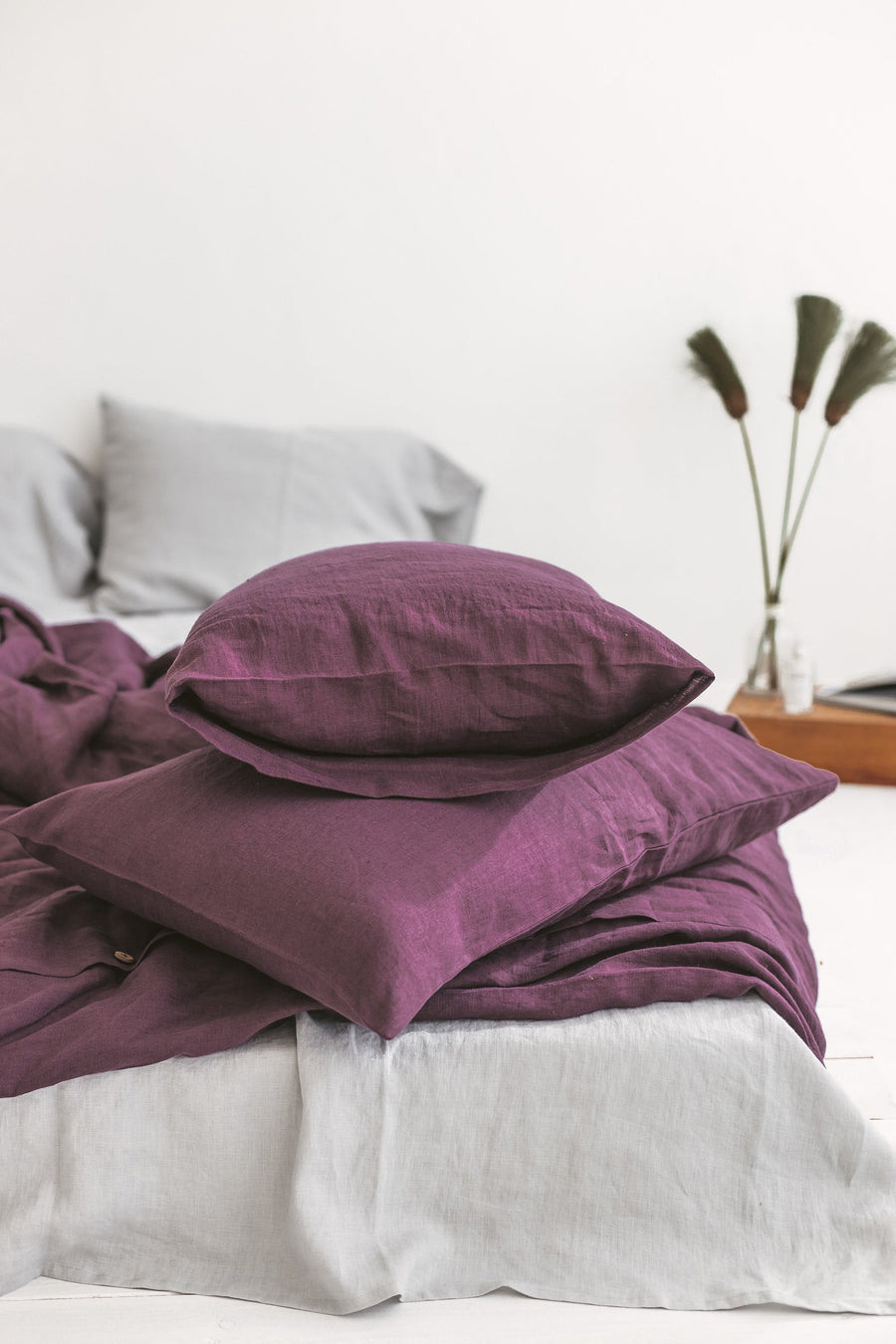 Plum Linen Pillow Case