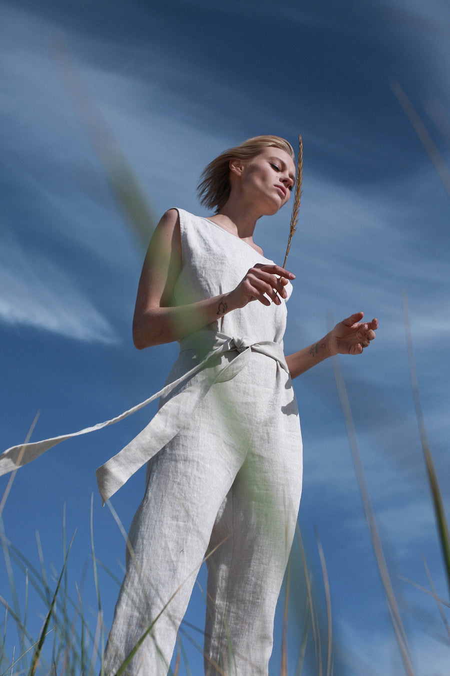 Safari Green Linen Jumpsuit