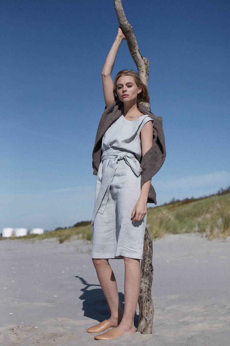 Cloud Grey Linen Dress