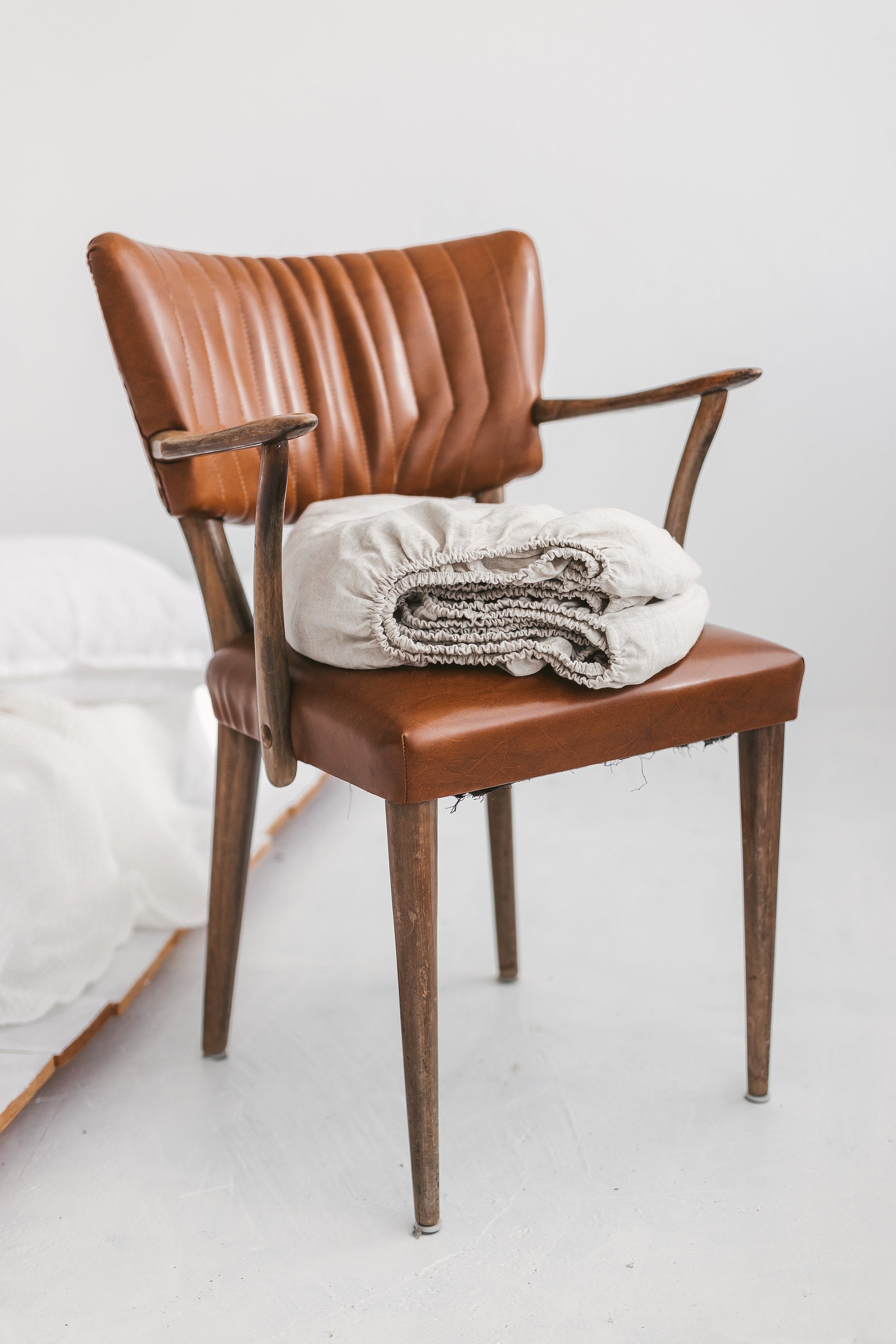 Natural Light Linen Fitted Sheet