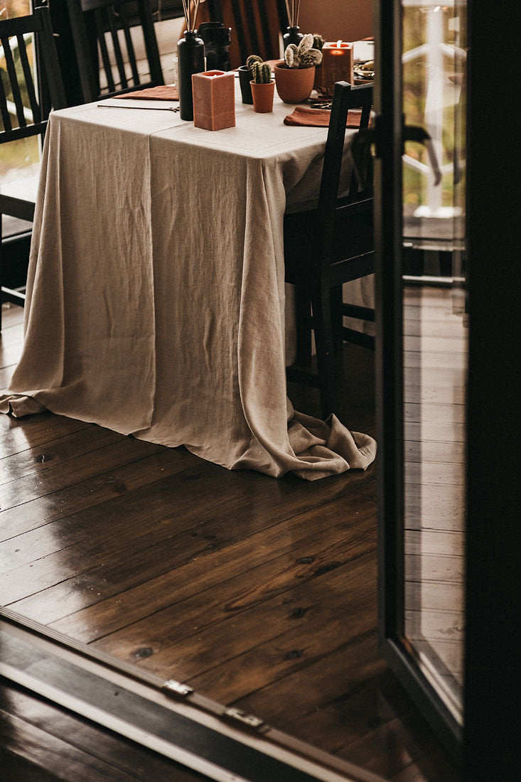 Rusty Large Linen Tablecloth