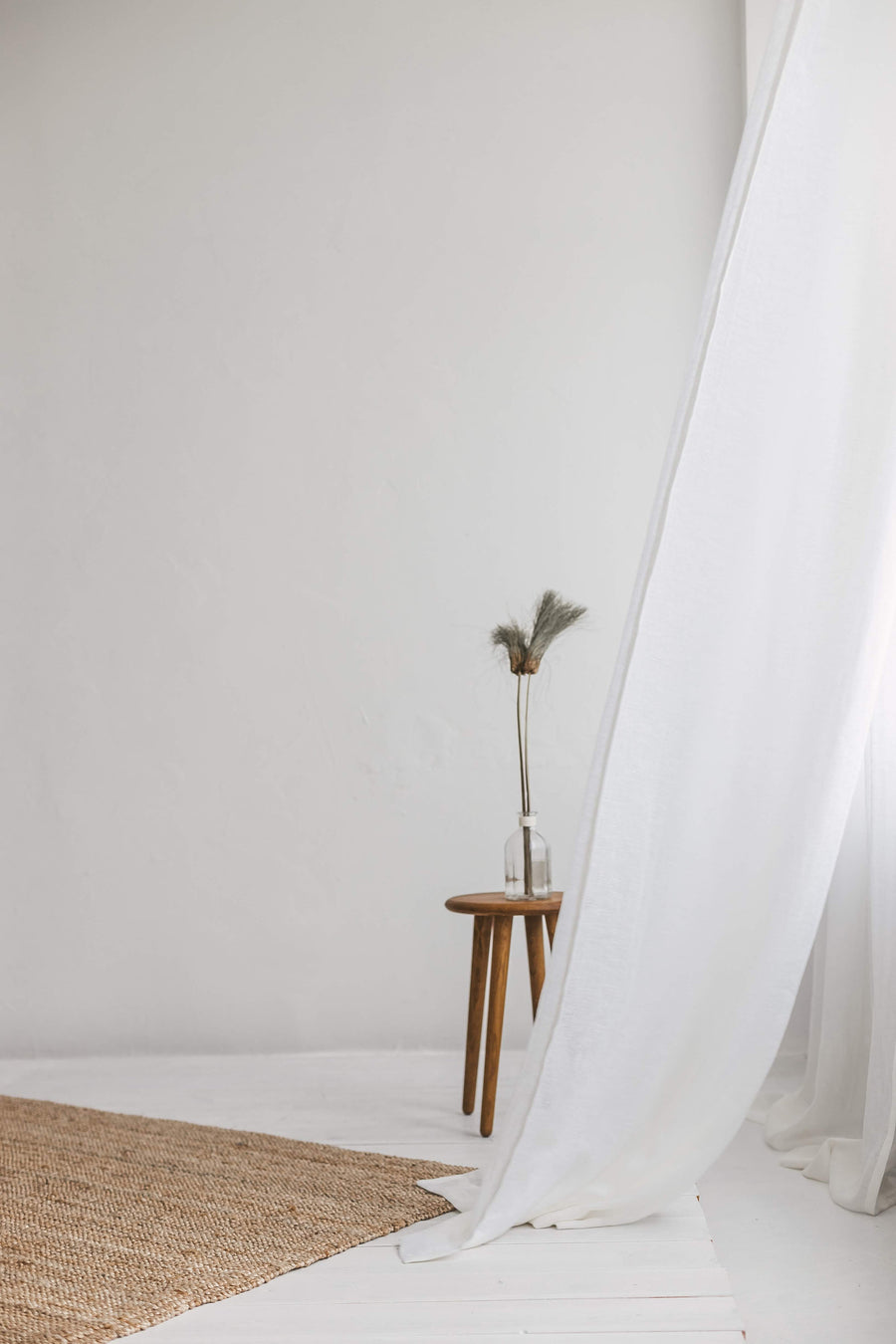 Lightweight White Linen Curtain