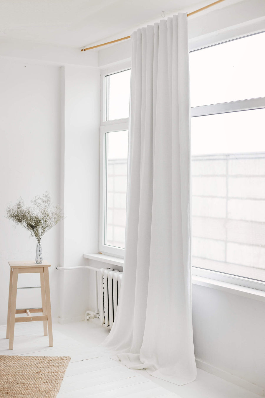 White Linen Curtain With Blackout Lining