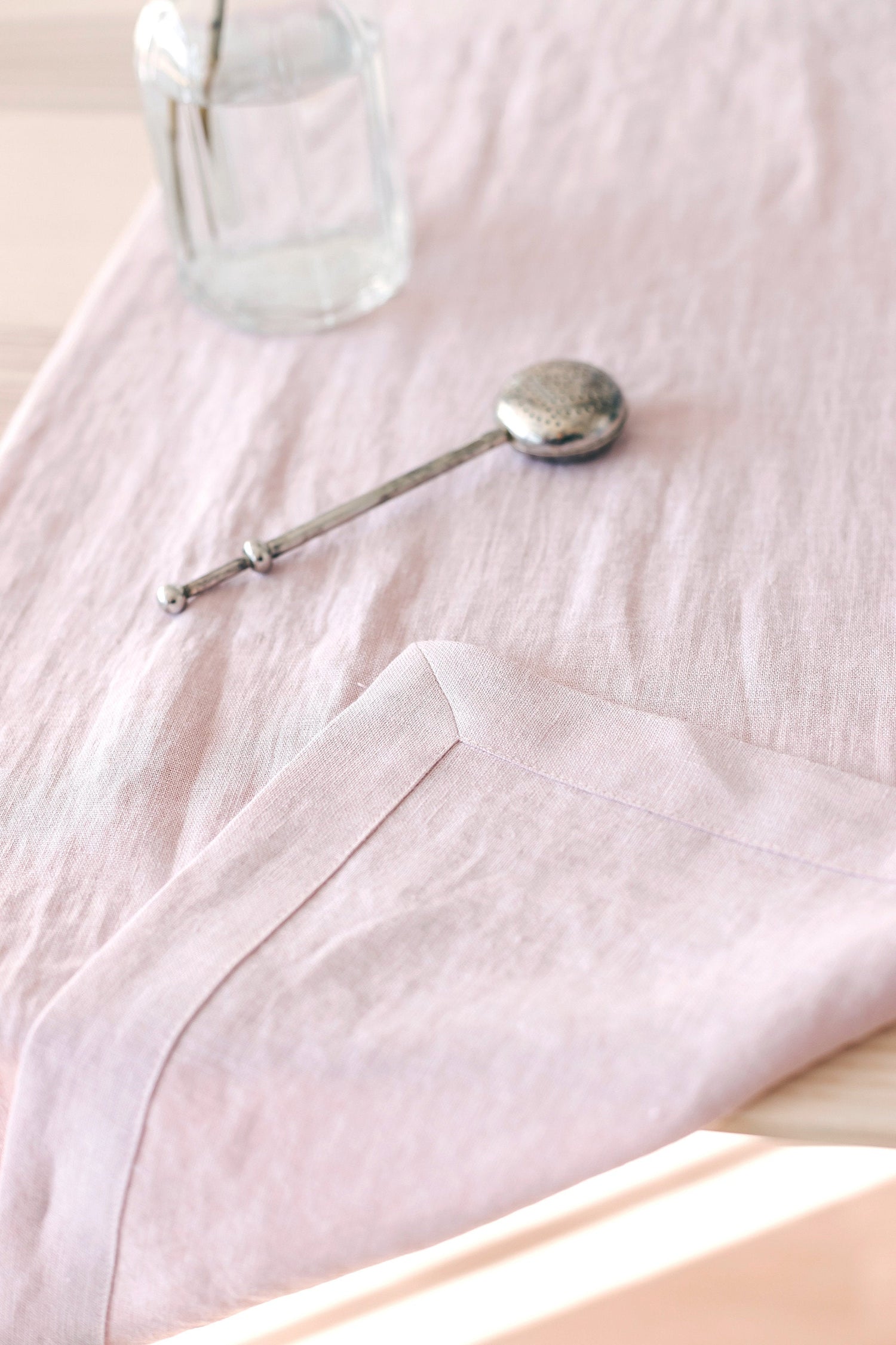 Pastel Pink Linen Table Runner