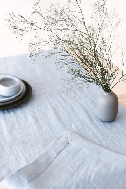 Ice Blue Linen Table Runner