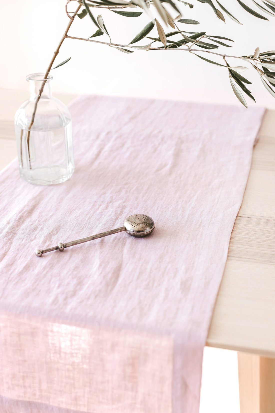 Pastel Pink Linen Table Runner