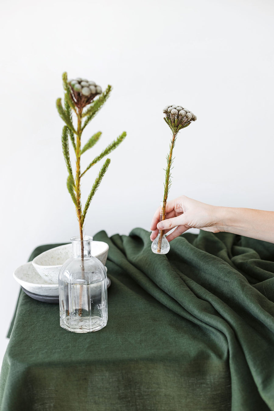 Dusty Aqua Linen Tablecloth