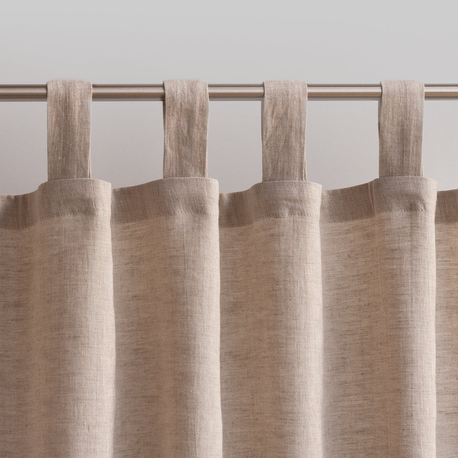 Lightweight White Linen Curtain With Tabs Or Ties