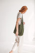 Dark Green Reversible Linen Tote Bag