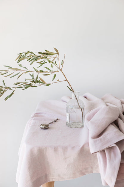 Pastel Pink Linen Tablecloth