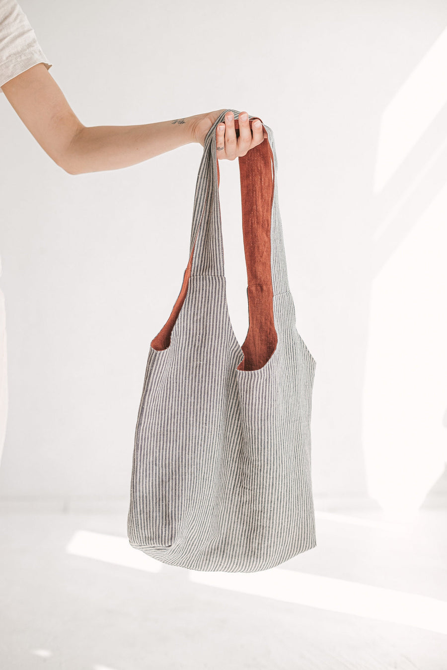 Reversible Linen Tote Bag