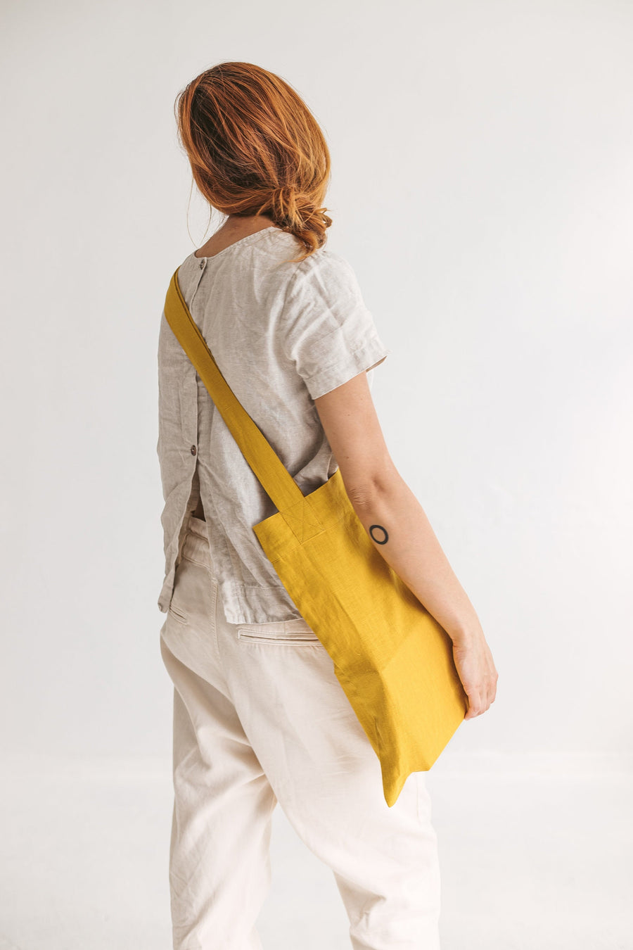 Set Of 2 Honey Linen Tote Bags