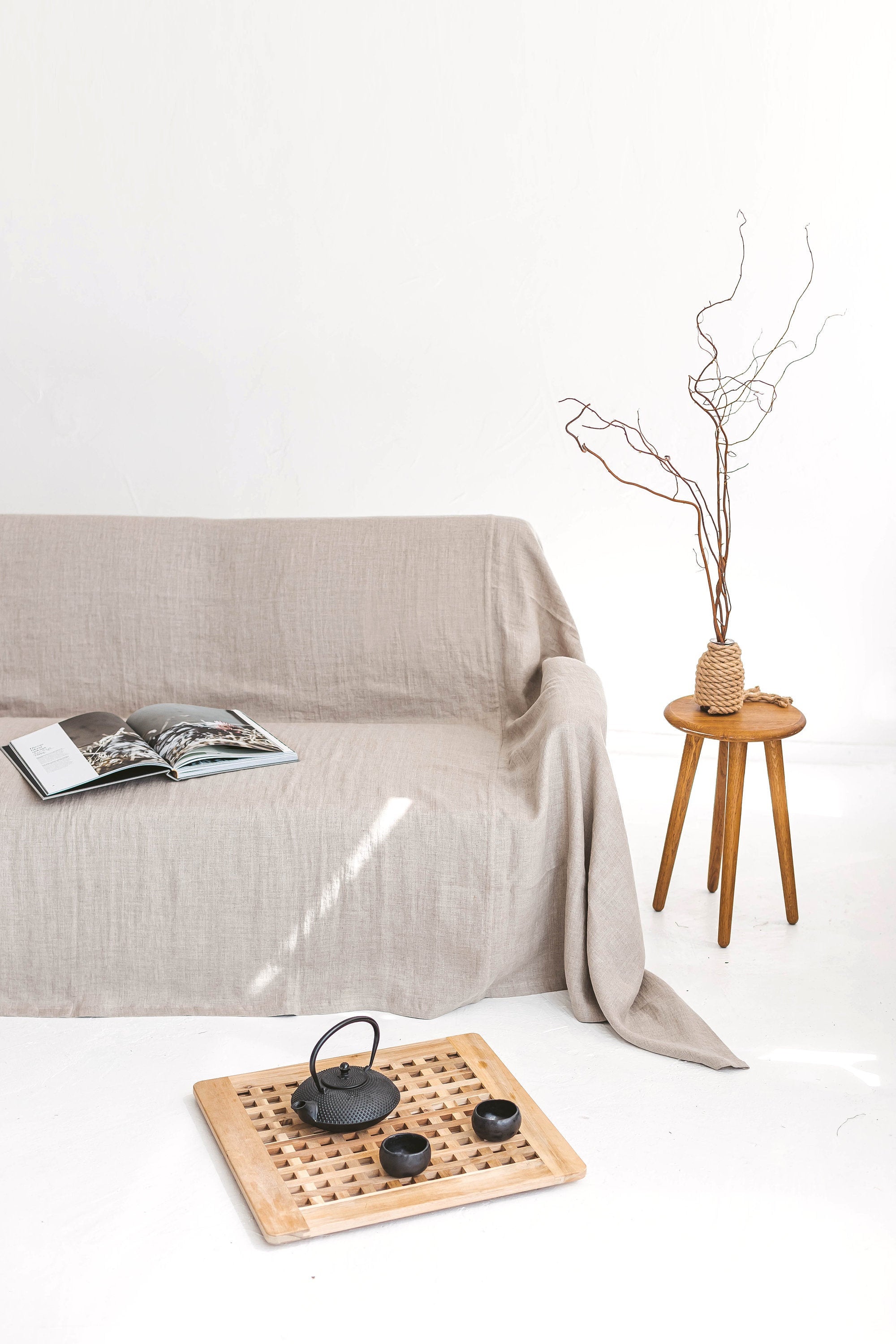Natural Linen Couch Cover