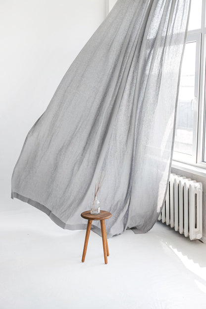 86.6&quot;/220 Cm Width Light Gray Linen Curtain